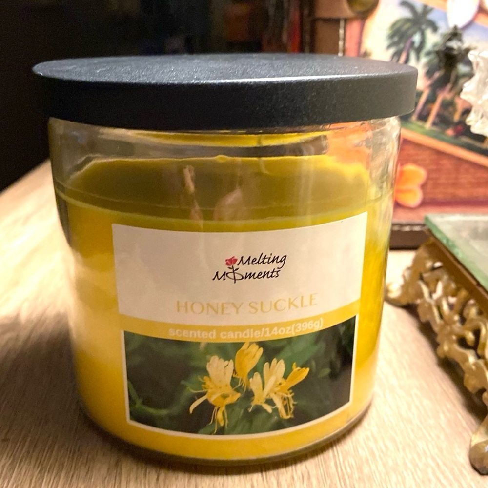 New Melting Moments 14 Oz Honeysuckle Scented 2-Wick Candle in Glass Jar